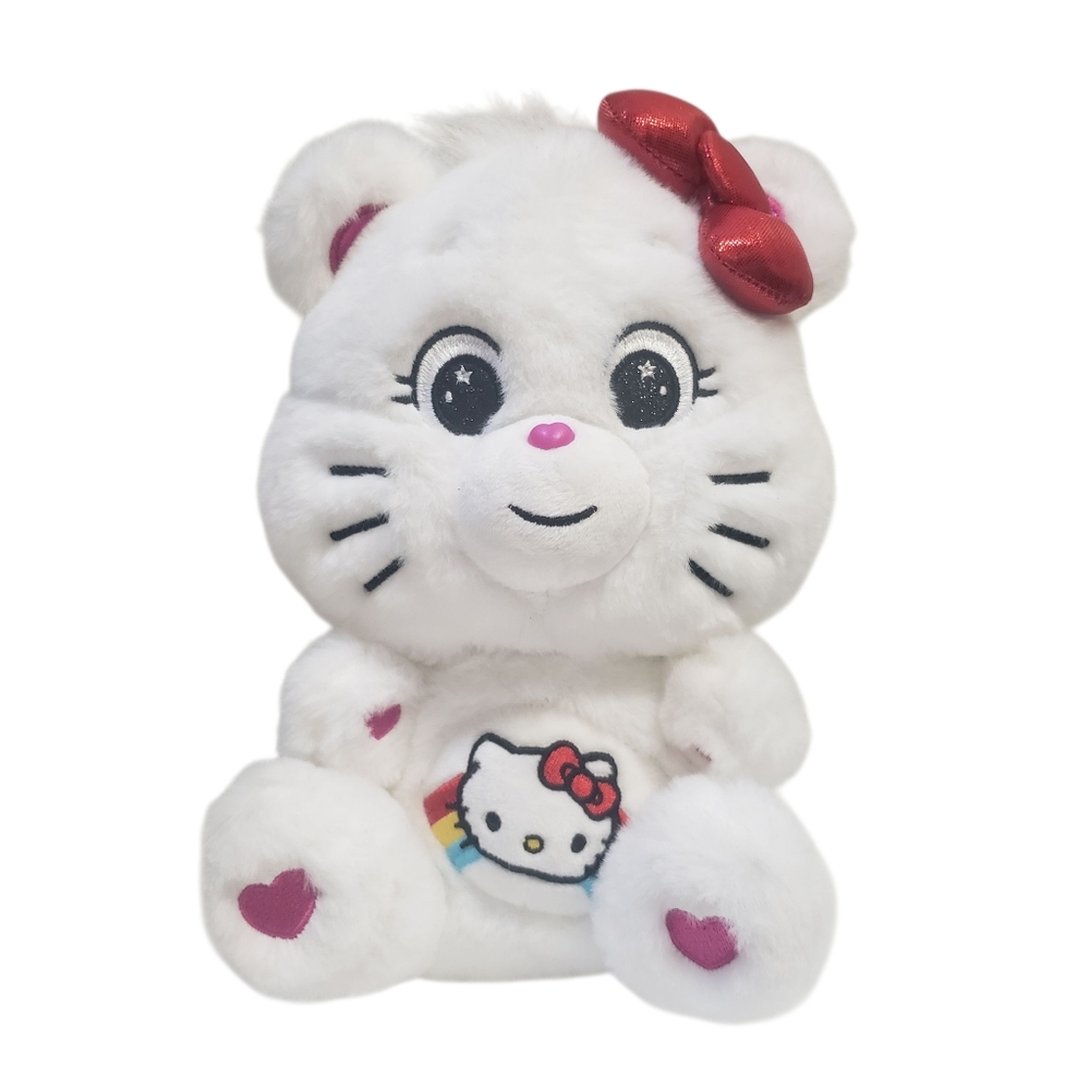 Sanrio Hello Kitty & Friends Care Bears Hello Kitty Loves Cheer Bear 9" White